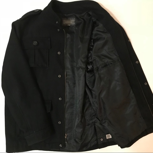 Merona Other - Black Wool Field Jacket Pea Coat - Large